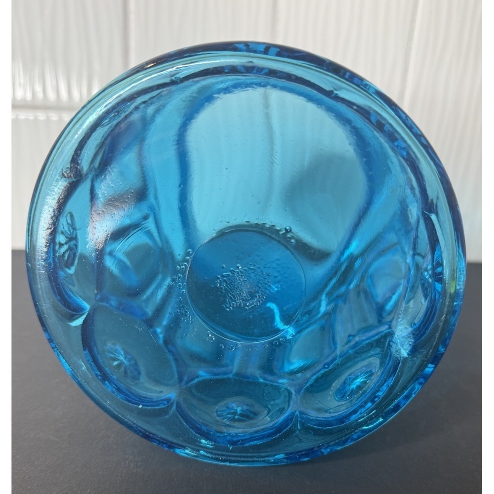 Moon and Stars L.E. Smith Blue Teal Glass 7-1/2" Canister NO LID - Picture 6 of 10